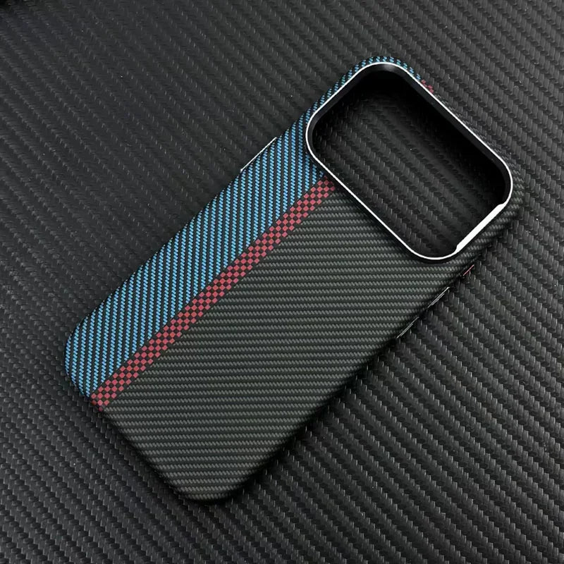 For Magsafe Carbon Fiber Texture Armor Case For iPhone 17 17Pro Max 16 Pro Ultrathin Alloy Lens Wireless Charge Hard Cover Coque
