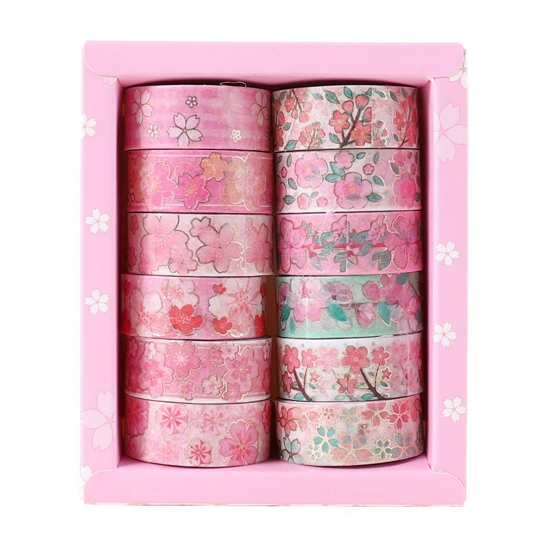 12Pcs/Set Japanese Style Washi Tapes Masking Tape Washi Stickers Scrapbooking Adhesive DIY Decorative Stationery School Supplies