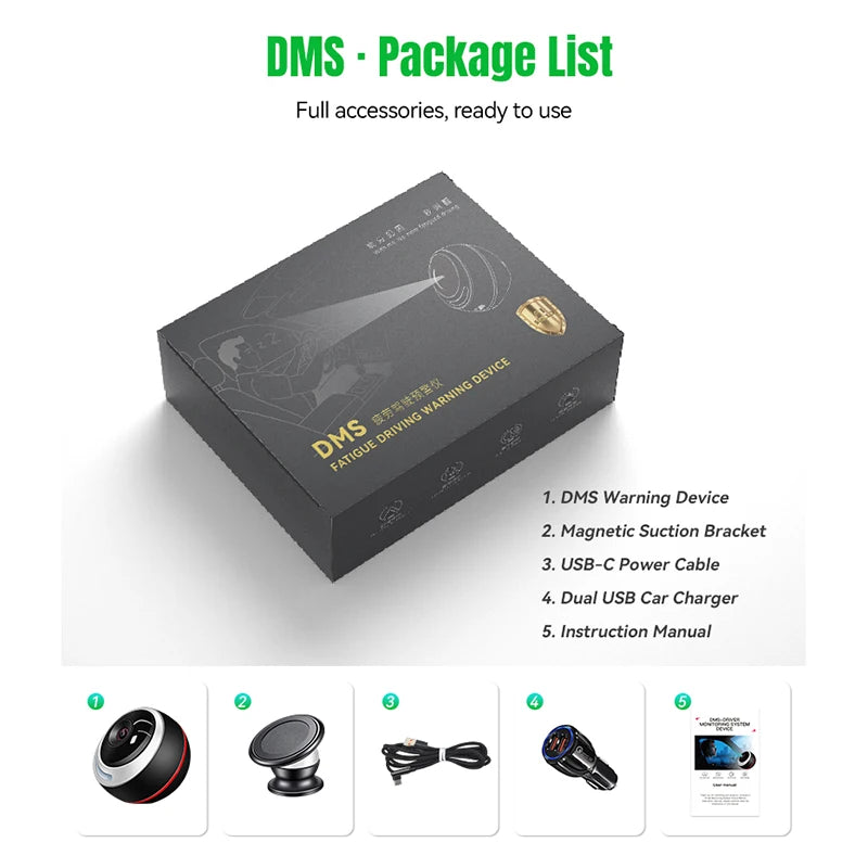 Car DMS Fatigue Driving Warning Device Face Recognition Anti Sleep Alarm System Pupil Recognition Smart Monitor Accurate