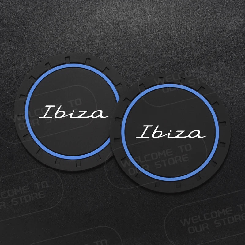 Car Silicone Coaster For Ibiza LOGO 6L MK4 FR Line TSI TDI 2Pcs Anti-Slip Water Cup Drink Mat Insert Coaster Pads Accessories