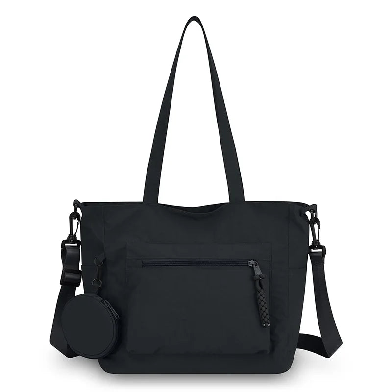 Women Nylon Tote Bag Detachable Crossbody Strap Coin Purse Multi Pocket Handbag For Daily Travel Work Shopping