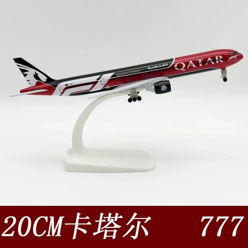 B777-300 Qatar Airways 20cm Metal Scale Aircraft With Wheels Die-Cast Airplane Collectible For Aviation Enthusiast Gift