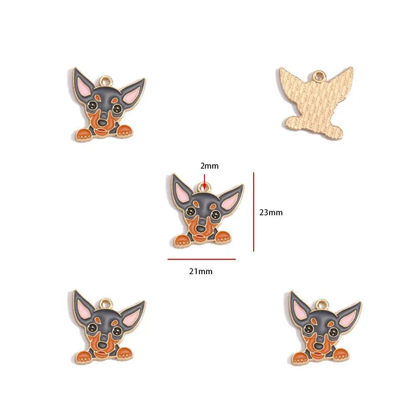 12pcs Alloy Drip Oil Cute Pet Dog Jewelry DIY Pendant Earrings Necklace Accessories Keychain Pendant Handmade
