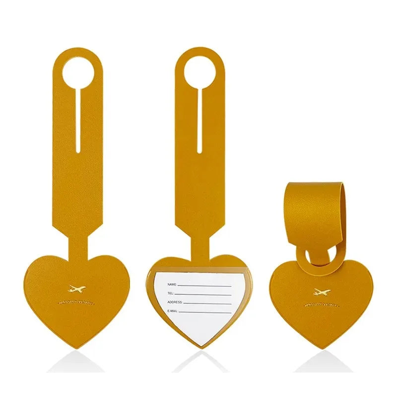 PU Heart Travel Luggage Tags Leather Solid Luggage Tags Luggage Boarding Tags Travel Accessories Packing Bags