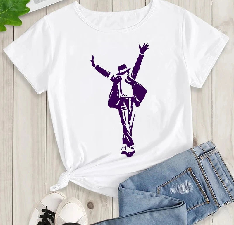 Michael Jackson Graphic Printed Tshirt Harajuku Rock Fashion Casual Short Sleeve Crew Neck Plus Size T Shirt Women