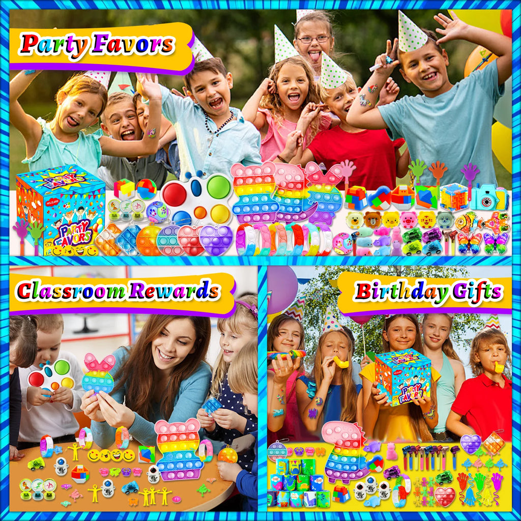 206PCS Fidget Toys Party Favors for Kids 14-18 Pinata Stuffers Treasure Chest Box Classroom Goodie Bag Stuffers