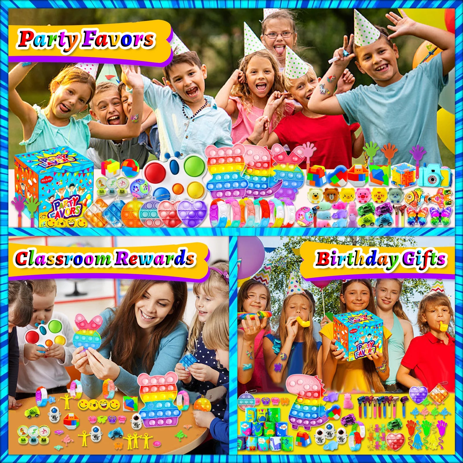 206PCS Fidget Toys Party Favors for Kids 14-18 Pinata Stuffers Treasure Chest Box Classroom Goodie Bag Stuffers