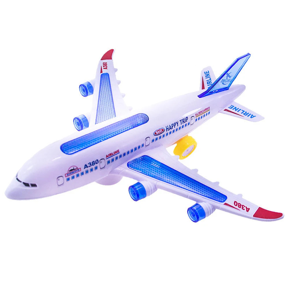 Universal Moving Gears Plane Toy with Light Sound Effect Toy Aircraft Boys Girls Birthday Christmas Gift for Kids