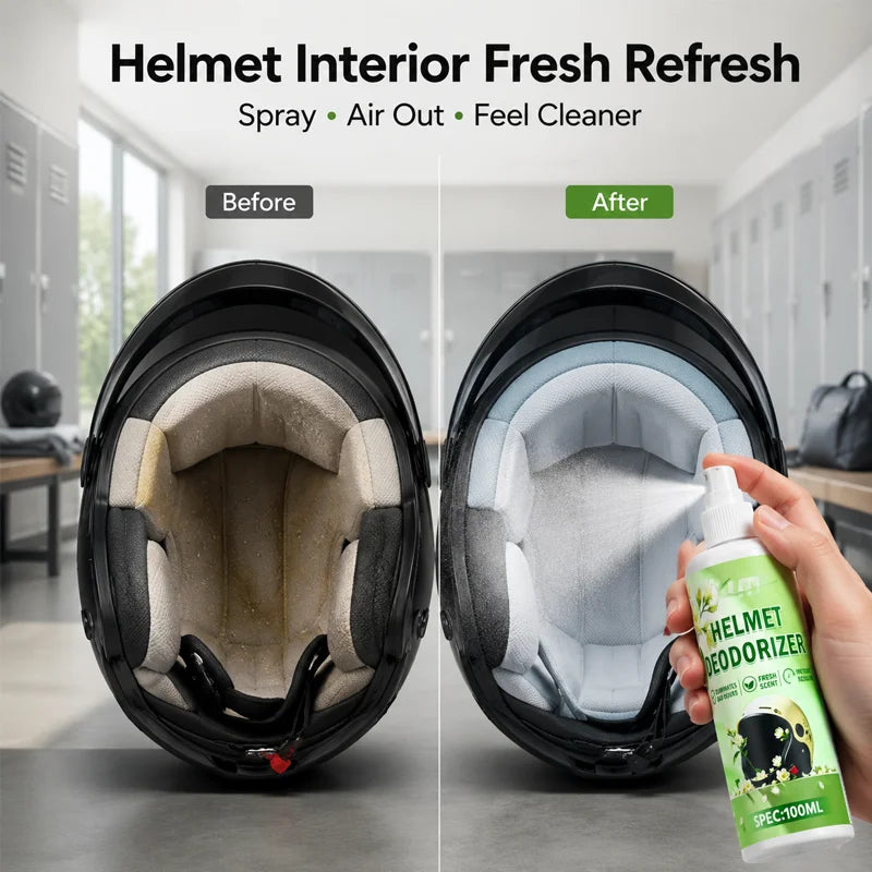 KJM 100ML Fast-Acting Motorcycle Helmet Deodorizing Spray - Inner Liner Sweat & Odor Removal Cleaner for Riding Gear