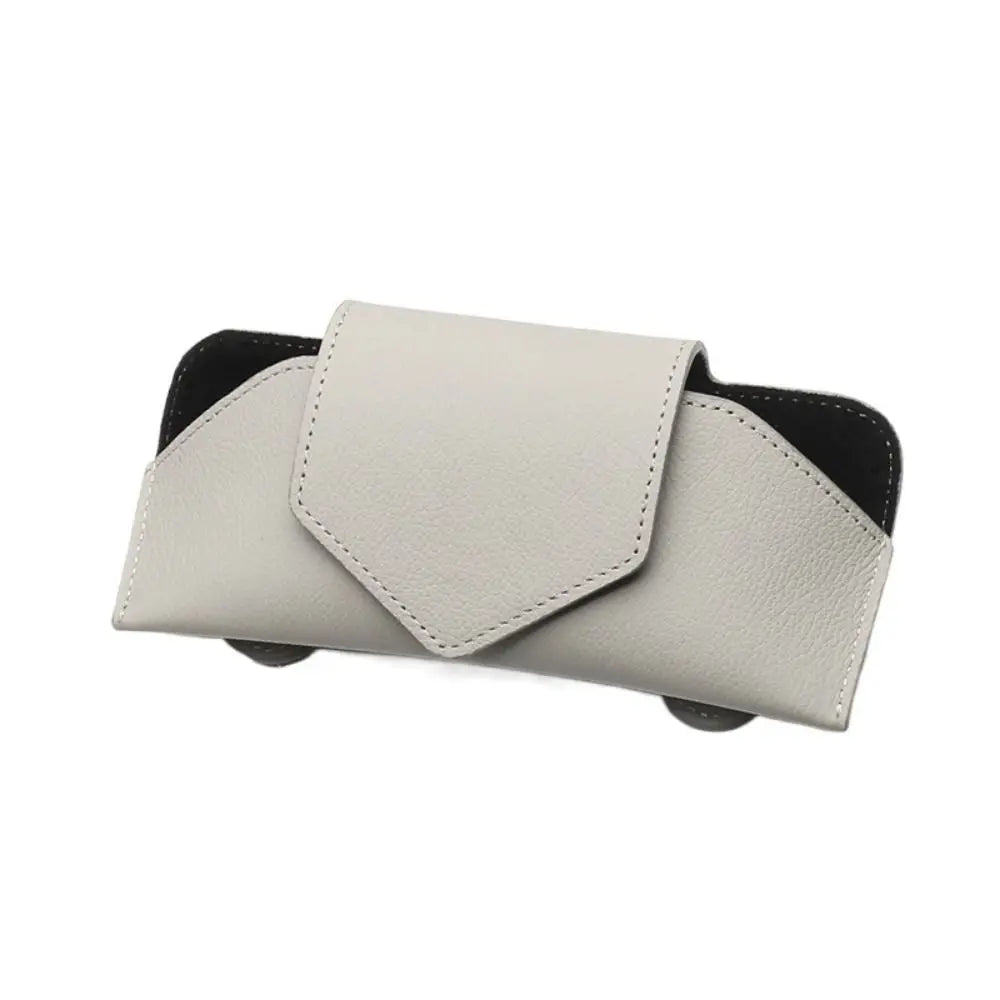 PU Leather Auto Eyeglasses Storage Case Sunglasses Clip Wear-Resistant Car Glasses Case Hidden Magnetic Closure