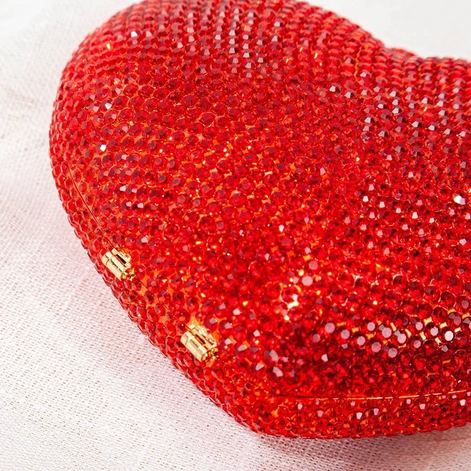 Alizekerr Heart Shaped Crystal Evening Bags Women Boutique Classy Chic Rhinestone Small Clutch Purses And Handbags Wedding Party