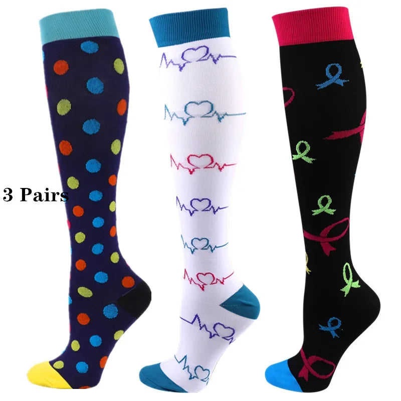 Unisex Compression Socks for Men and Women Medical Diabetes Varicose Veins Sports Socks for Running Cycling Travel Flight Yoga