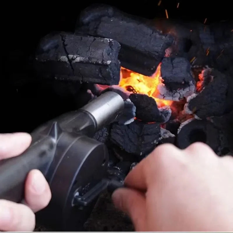 Portable Hand Crank Fan Air Blower Manual BBQ Grill Fire Starter Flame Exciter Cooking Tool for Barbecue Picnic Camping BBQ Tool