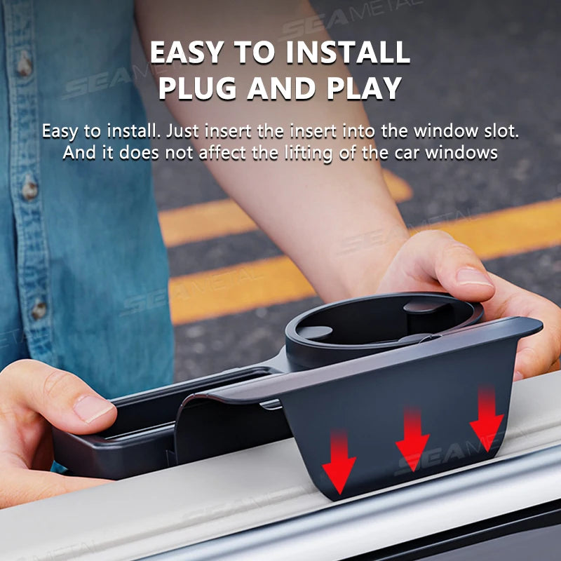 BLALION Car Cup Stand Phone Holder Mount Tray Side Door Window Storage Barrel Pocket Hanging Storage Rack Interior Accessories