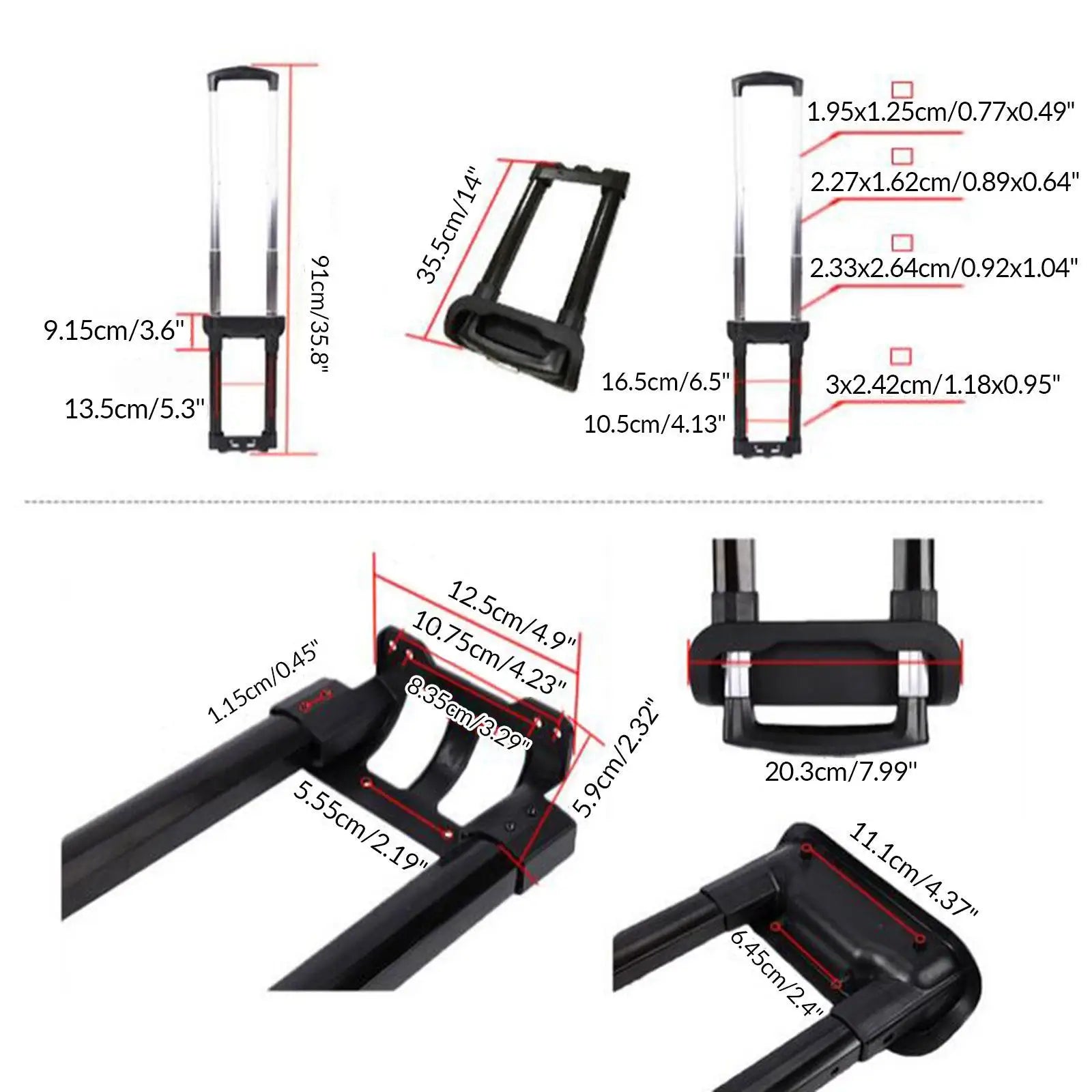 Suitcase Telescopic Handle, Travel Luggage Durable Iron Spare Parts Suitcase Pull Out Rod Spare,Telescoping Travel Case Parts