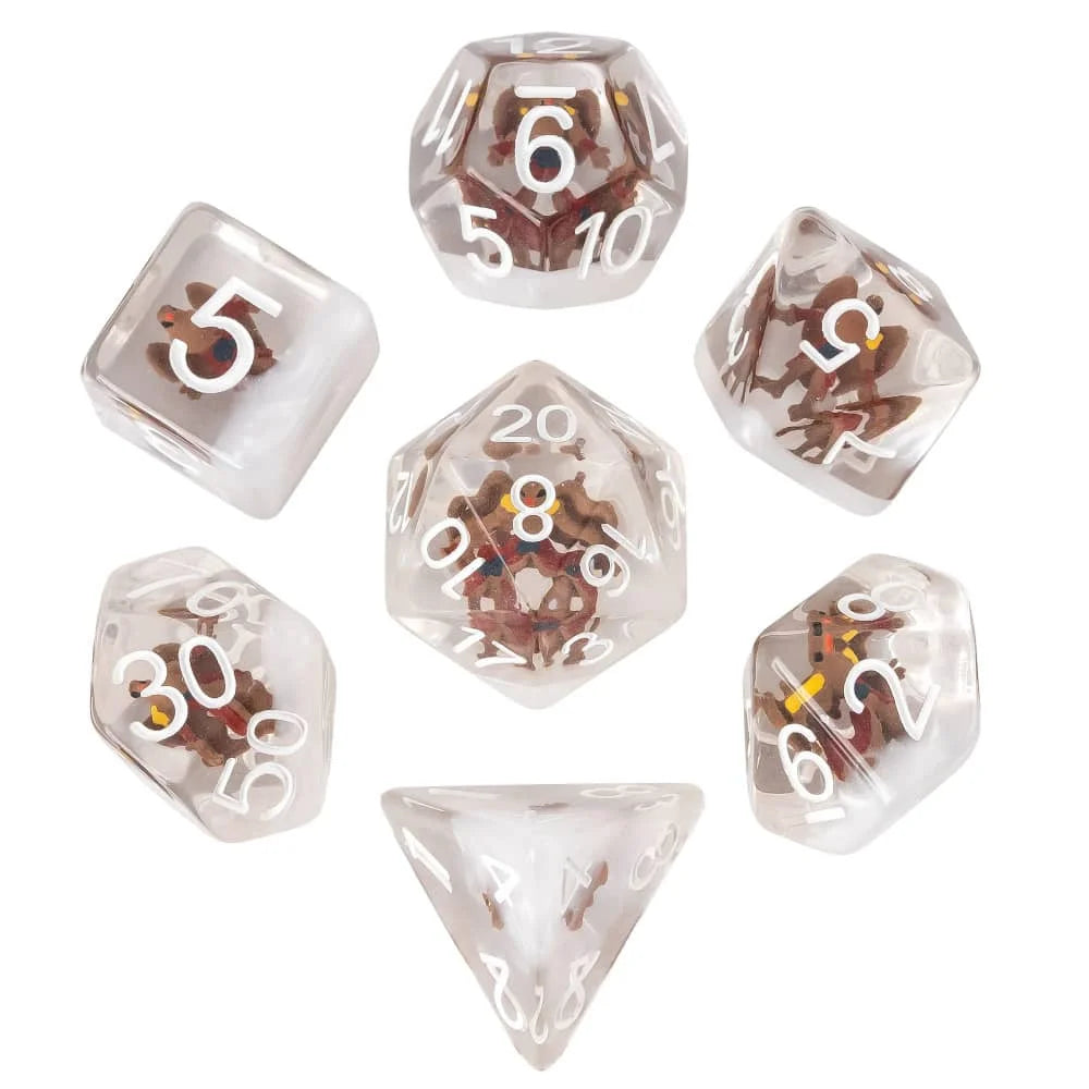 Cusdie 7 SKULL DND Dices Transparent D4 D6 D8 D10 D% D12 D20 Polyhedral Dice Set for D&D Pathfinder Role Playing Board Games