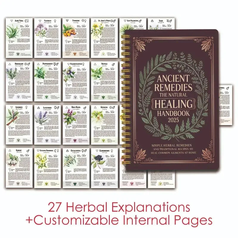 Natural Remedies Handbook with Ancient Cures for Family Health PP Cover Waterproof Notebook for Home Office Travel Gift