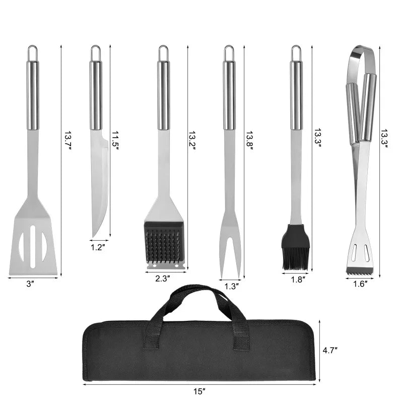 Grill Utensils Set, Stainless Steel BBQ Accessories, Portable Professional Grill Tool, Perfect Grill Kit Gift for Outdoor with B