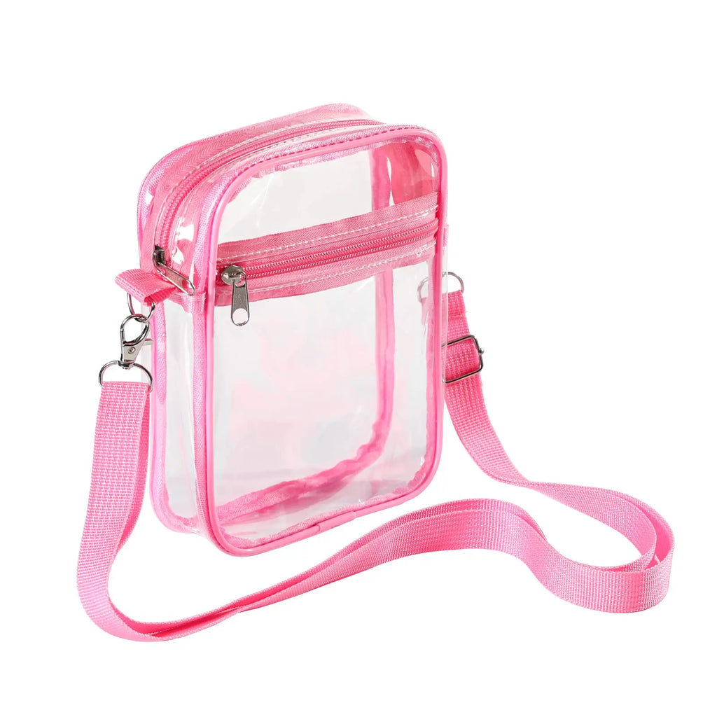 Women Clear PVC Shoulder Bag Stadium Approved Transparent Concert Crossbody Bag With Front Pocket Casual Lightweight Handbag