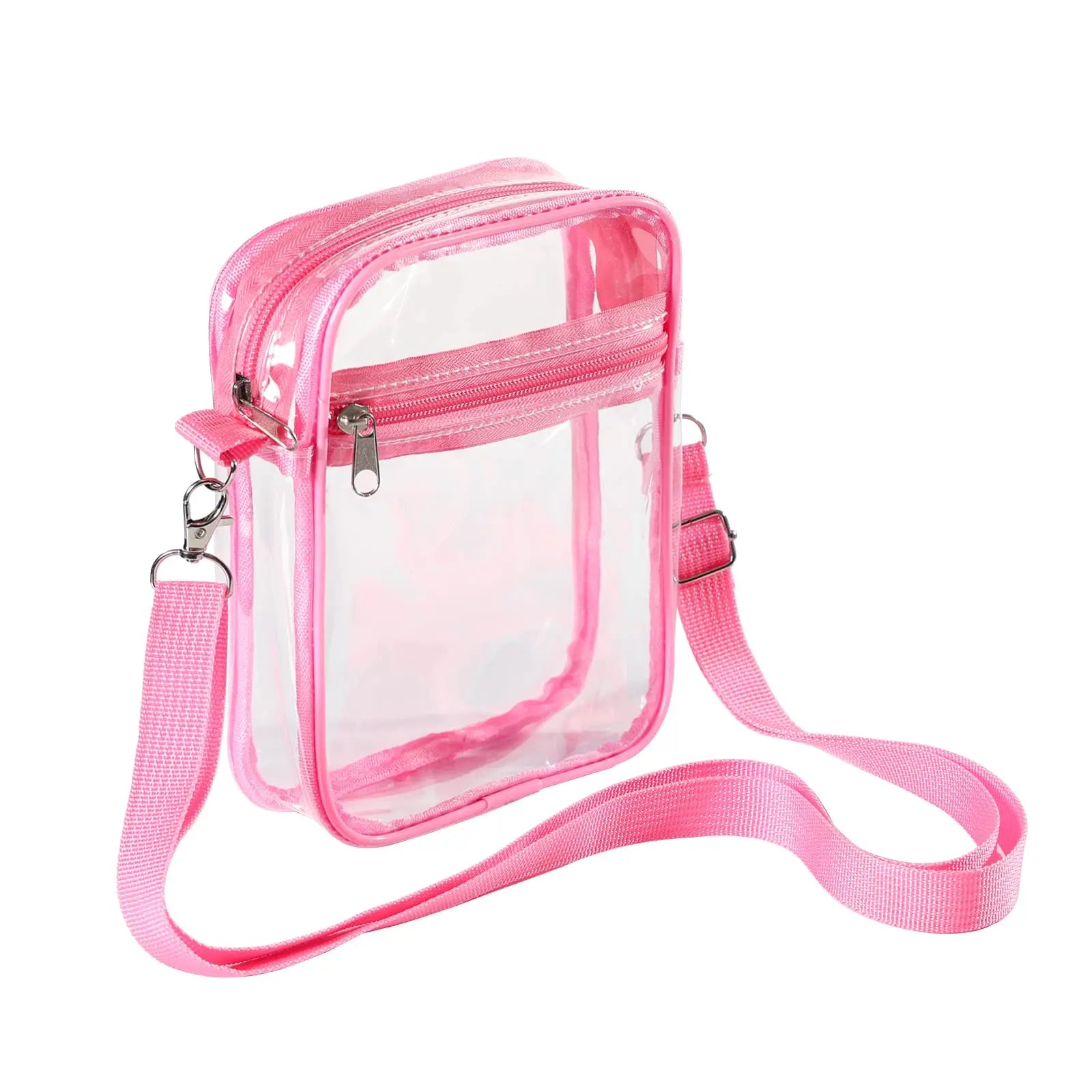 Women Clear PVC Shoulder Bag Stadium Approved Transparent Concert Crossbody Bag With Front Pocket Casual Lightweight Handbag