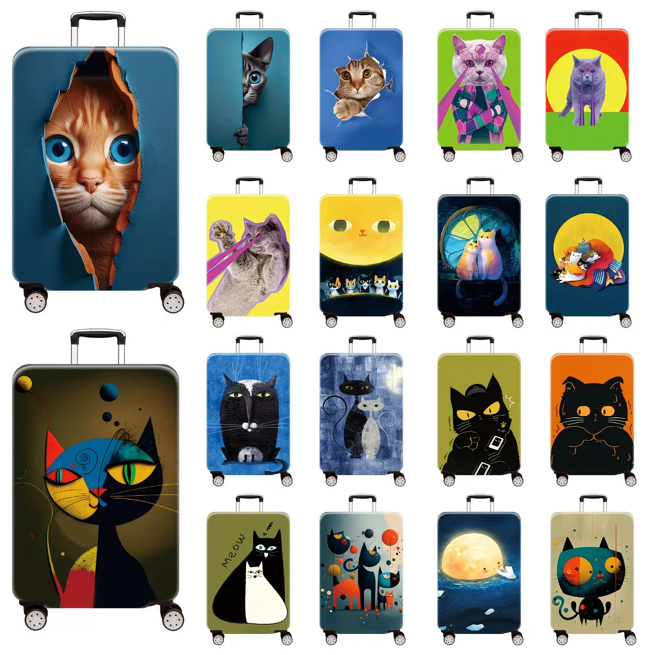 Naughty Kitten  Luggage Cover, High Stretch Elastic Anti-Scratch Dustproof Suitcase Protector for 20-32 Inch Travel Luggage