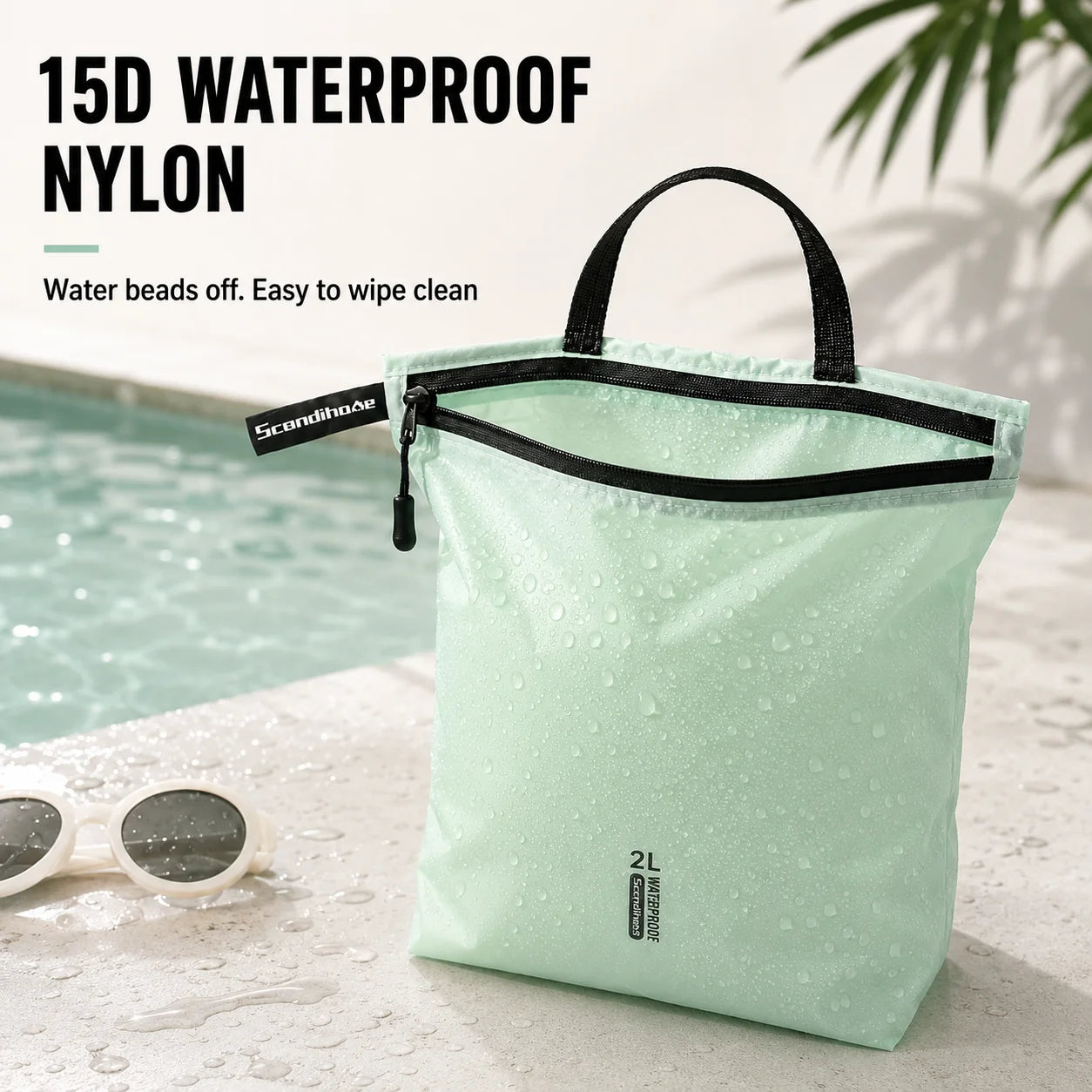 Waterproof Wet Dry Bag for Swimsuit Travel Beach Pool Gym Lightweight Nylon Zipper Organizer Shoe Toiletry Storage Pouch
