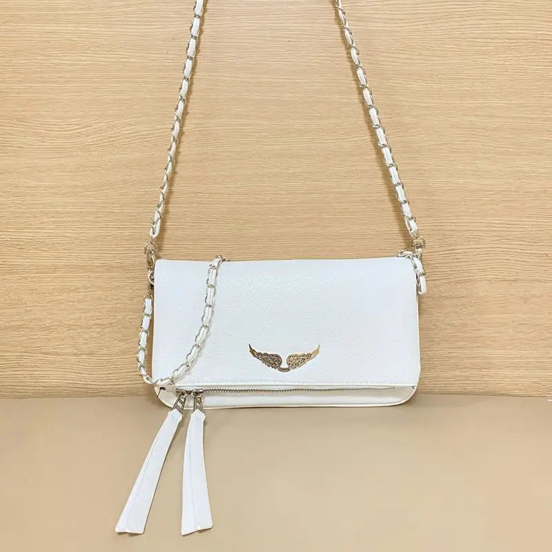 French-style exquisite one-shoulder women's bag, Spanish diamond chain fashion messenger bag, women's wing envelope bag