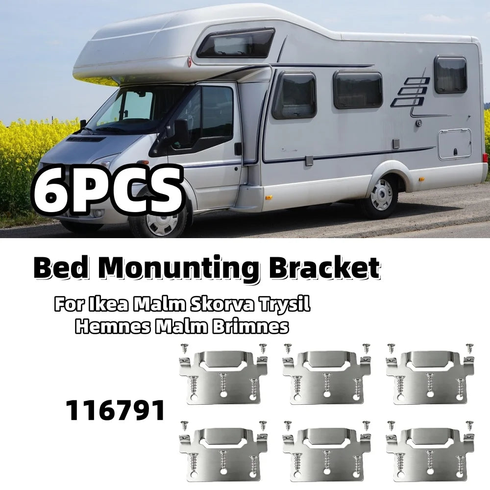6PCS Campervan Bed Monunting Bracket RV Motorhome Bed Accessories 116791 For Ikea Malm Skorva Trysil Hemnes Malm Brimnes