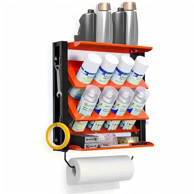 Steel Wall Mounted Spray Bottle Holder with Tissue Holder Practical Tool Storage Rack Suitable for Garage Studios