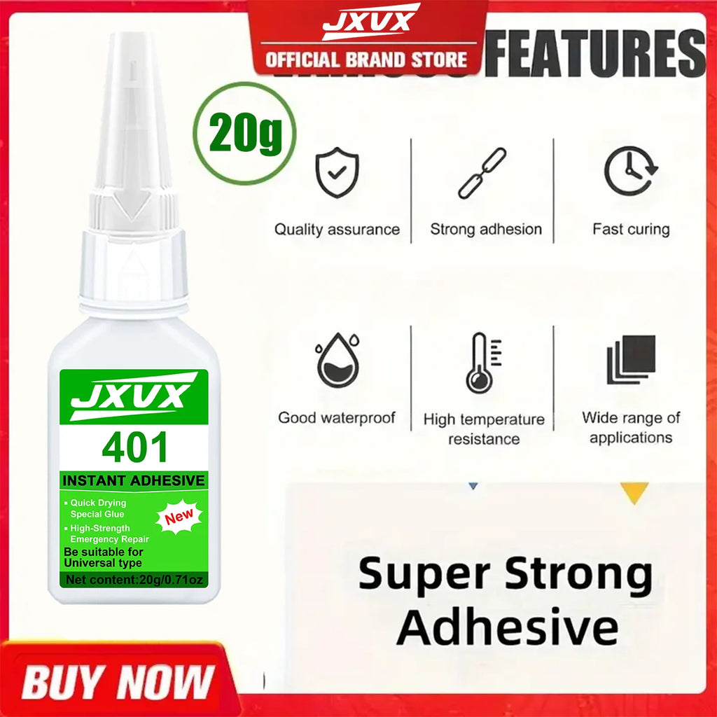 Jxvx Strong Transparent 401 Glue, Multi-Purpose Super Strong Adhesive Instant Glue Resin, Ceramic, Rubber, Shoes, Plastic Quick Repair Office Supplies Quick-Drying Waterproof Adhesive