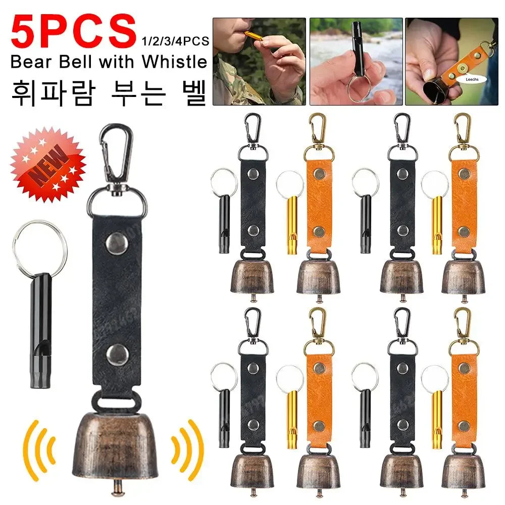 1-5PCS Loud Bear Bell with Emergency Whistle Set with Magnetic Silencer Bear Repelling Bell Hanging Bear Bell for Bear Deterrent