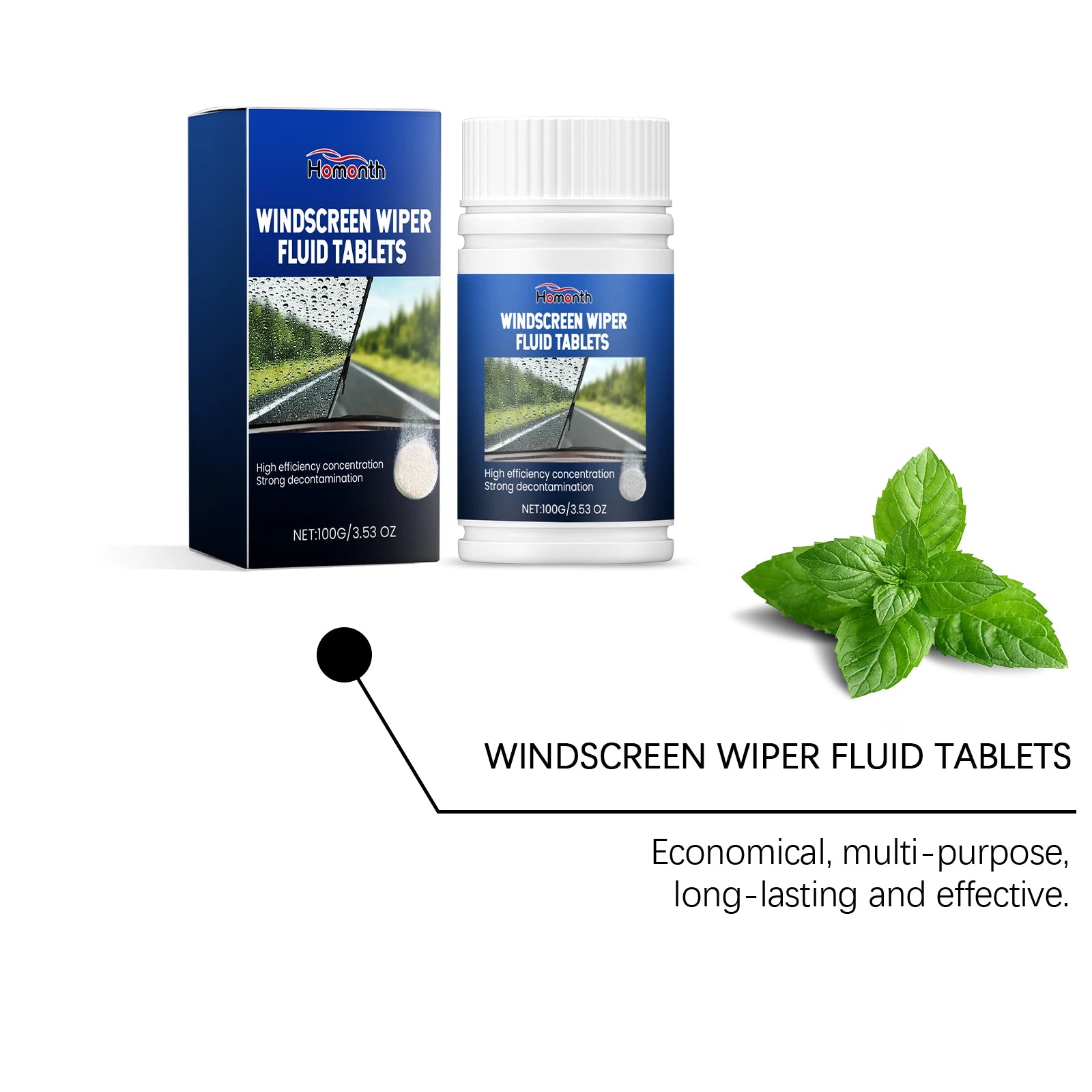Car Windshield Cleaning Effervescent Tablets Remove Stains & Grease Film Effervescent Wash for Glass Windows Car Cleaning Tool