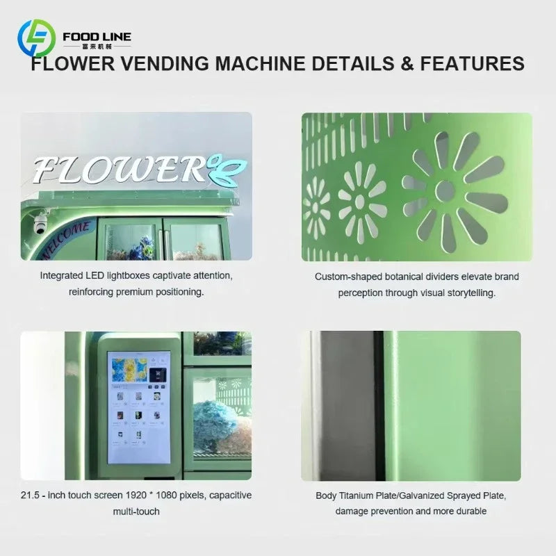 24H Intelligent Refrigerated Flower Vending Machine Self Service Automatic Bouquet Vending Equipment For Florist Shop