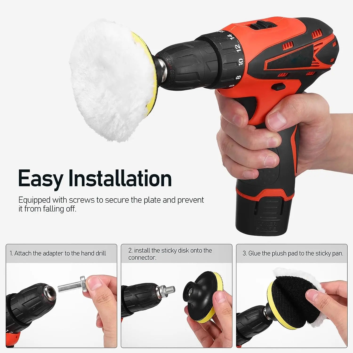 3 Inch Car Foam Drill Polishing Pad Kit 12 Pcs Sponge Pads Wool Buffing Polishing Pad for Car Polishing Waxing Cleaning