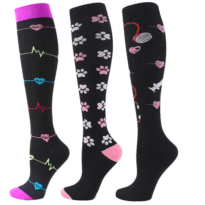 Unisex Compression Socks for Men and Women Medical Diabetes Varicose Veins Sports Socks for Running Cycling Travel Flight Yoga