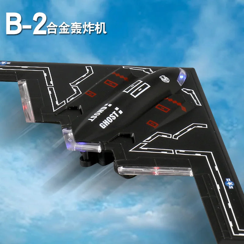 1:72 Alloy B-2 Stealth Bomber Fighter Model with Sound Light Series Children's Aircraft Model Toy Birthday Gift Christmas