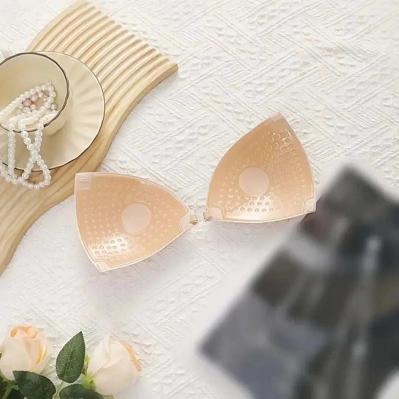 Sticky Bra for Women Backless Wedding Dress Silicone Plunge Deep U Neck Adhesive Bras Lift Boob Invisible Underwear Nipple Cover
