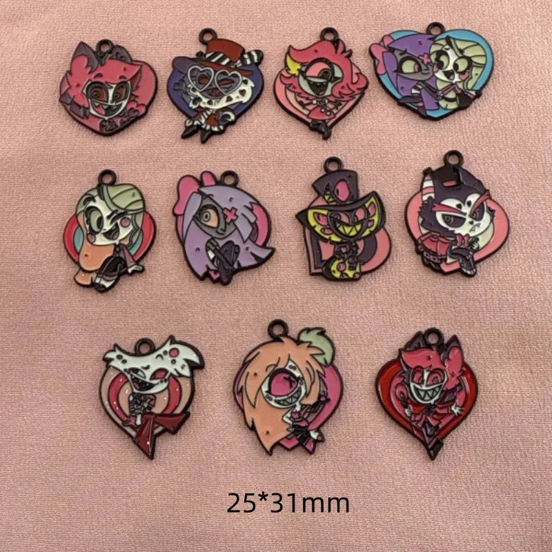 11pcs Cartoon Anime Pendant Alloy Drip Oil DIY Bag Phone Chain Pendant Bracelet Necklace Accessories