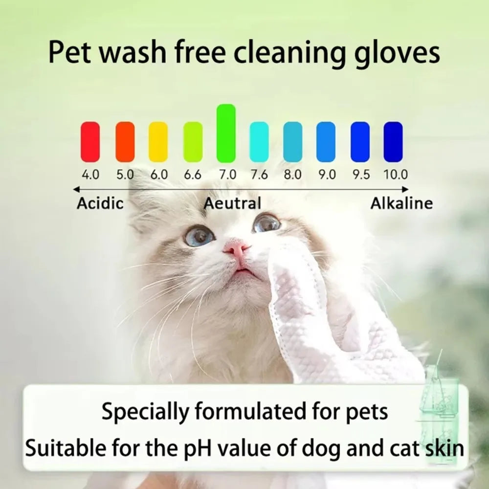 Pet Grooming Gloves Disposable Tissue Bath, 6pcs Per Pack Gentle Formula, For Cats Dogs Puppies, Pet Cleaning Supplies