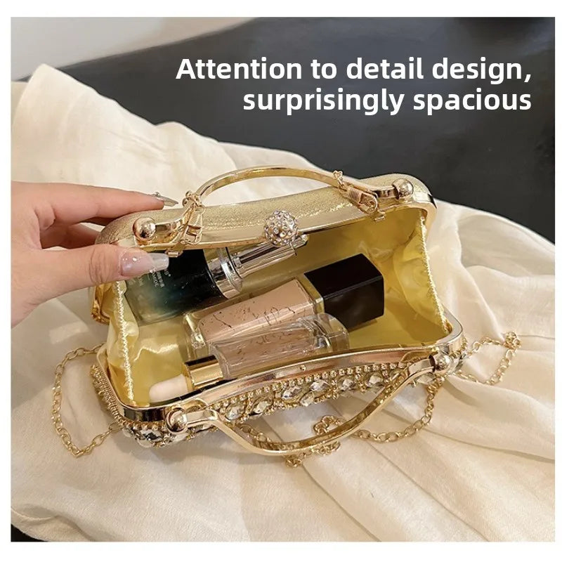 Women Hand Bag Rhinestone dinner bag, tassel hand-held banquet bag, fashionable socialite evening gown, single shoulder slanted