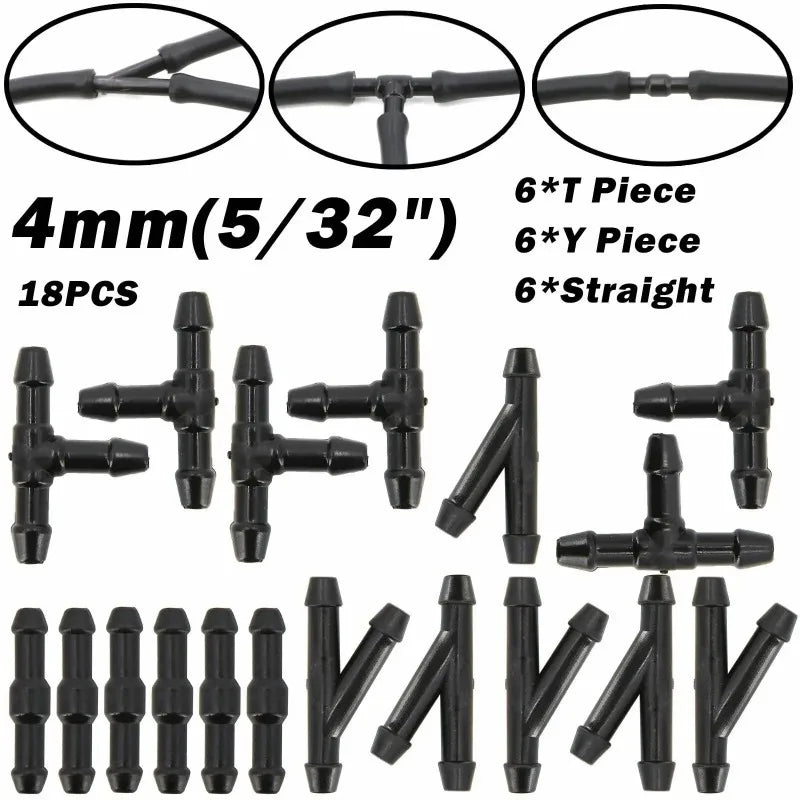 Anti-Leak Heavy Duty Car Wiper Washer Hose 2M+18pcs Connectors Jet Tube Pipe Nozzle Pump Car Wash Maintenance Tools