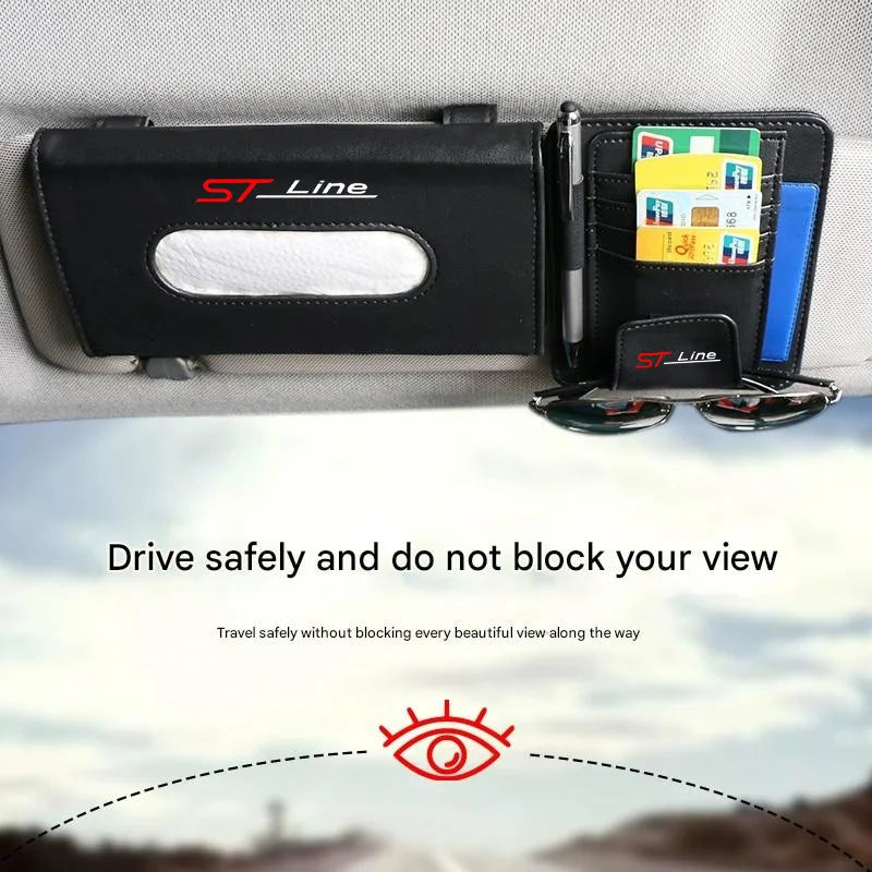 1Pcs Car Sun Visor Tissue Box And Car Sun Visor Organizer Multi-Pocke For StLineFord Focus Mk3 Mk4 St Line Auto Interior