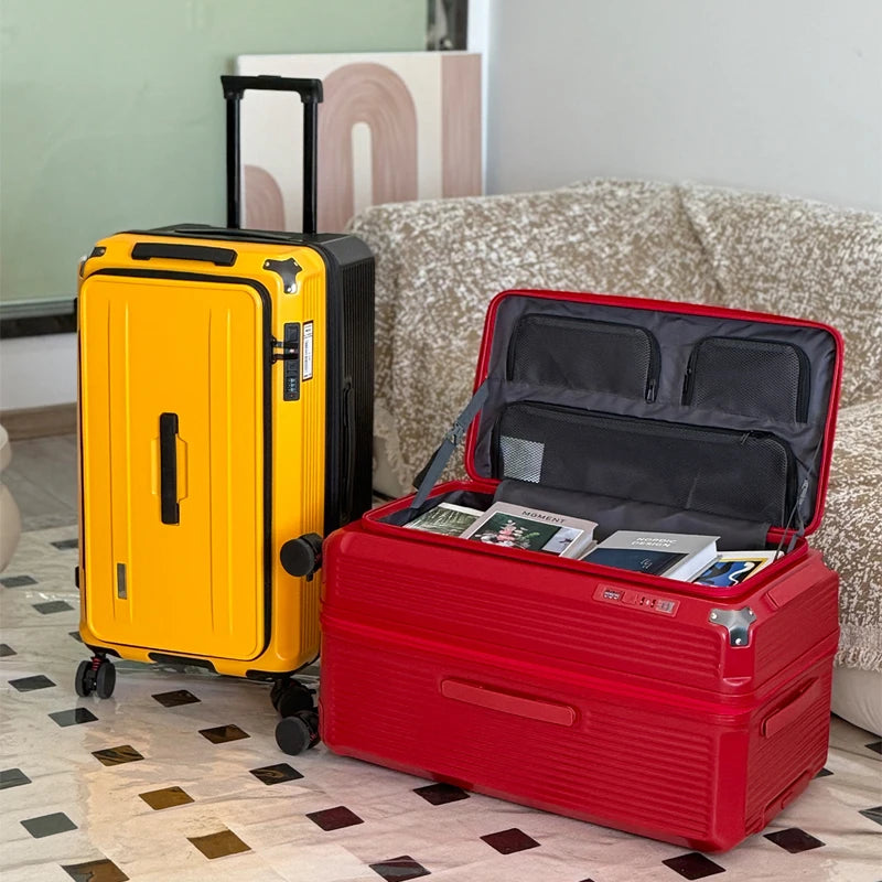 Expandable Large Size Travel Suitcase 32/34 inch Side Opening Large Deep Compartment Five-Wheel Luggage Thickened valise voyage