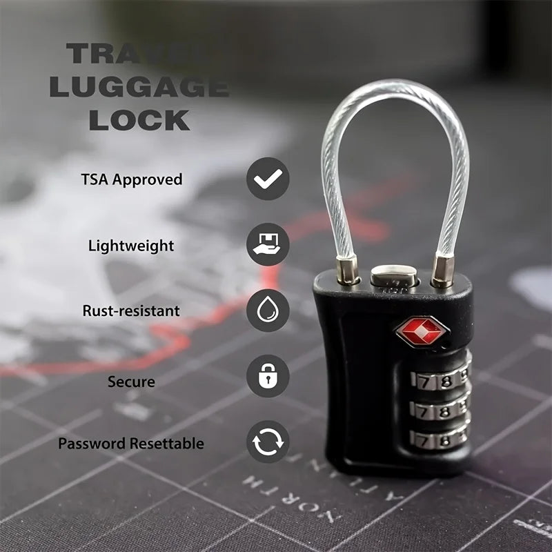 3 Digit Padlock TSA Customs Code Lock for Travel Luggage Password Changeable Password