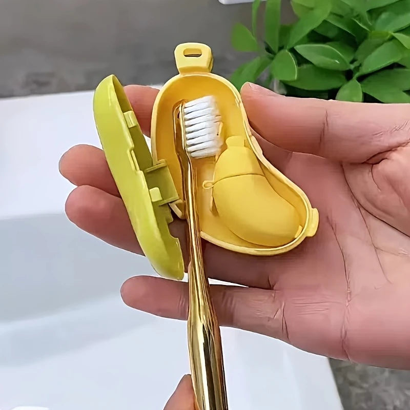 1pc Banana Portable Toothbrush Travel Case Compact Design Dust-Proof and Bacteria-Resistant Protects Bristles
