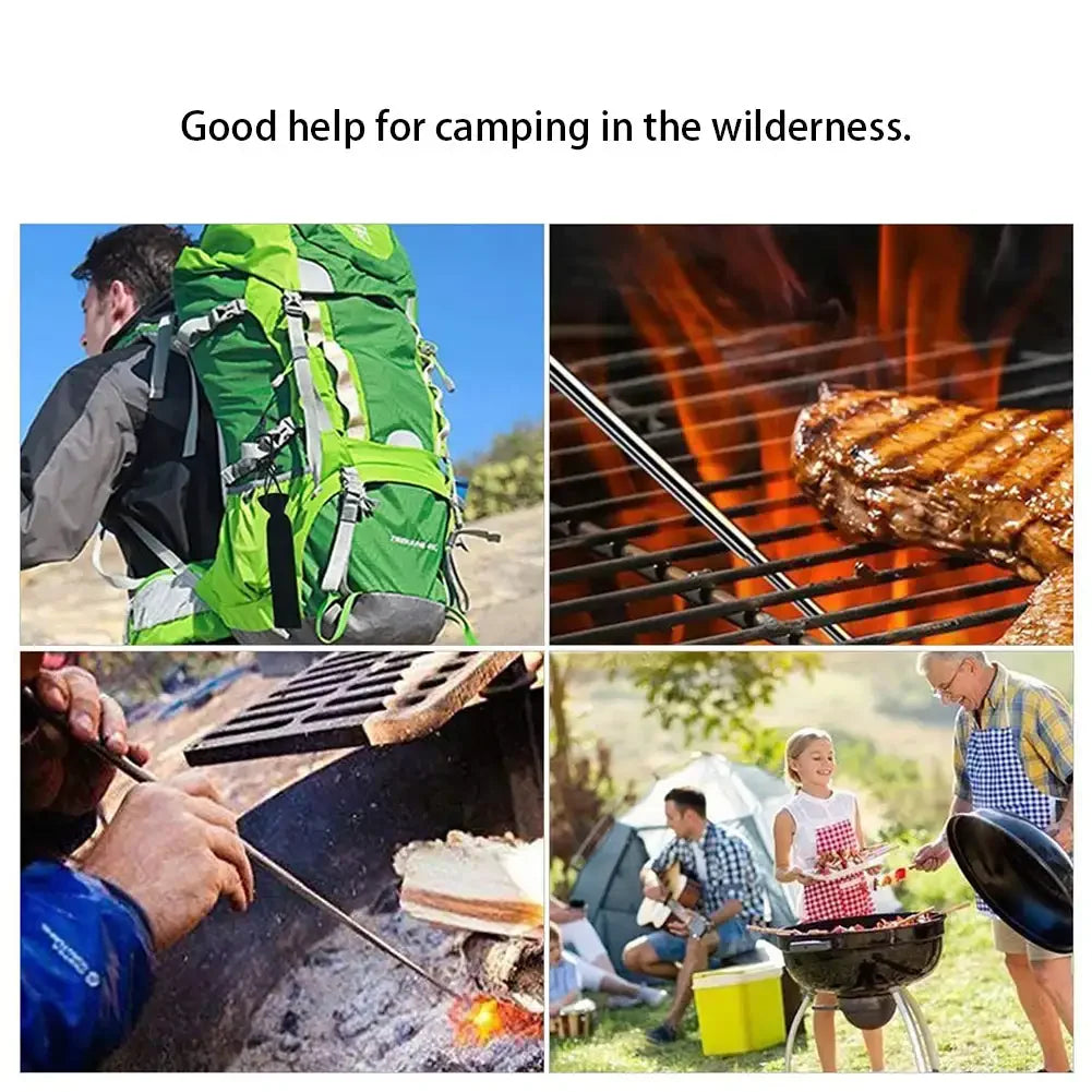 Fire Blow Pipe Telescopic Camping Blow Fire Tube Blower Stainless Steel Pipe Campfire Tool for Outdoor Picnic BBQ Fireplace
