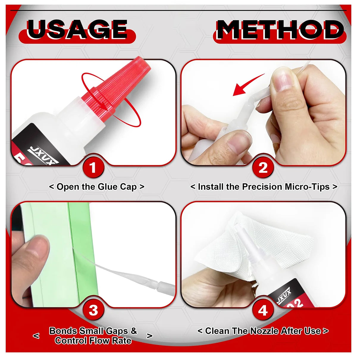 20g/50g Large Capacity 502 Super Glue extra strong, Cyanoacrylate Adhesive, Instant Quick Drying Cyanoacrylate Adhesive, Leather, Rubber, Glass, Wood, Metal, Liquid Glue Tool, Includes dispenser ,1-10pcs.