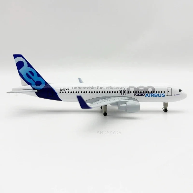 20CM A320 NEO Prototype Alloy Simulation Static airplane toy metal Model Aviation Ornament With Wheels Model Collection Display