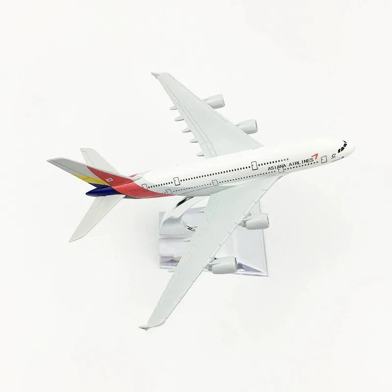 16cm Asiana Airlines A380 Plane Collectible Miniatures Airplane Model Aircraft Model Diecast Metal 1/400 Scale Planes