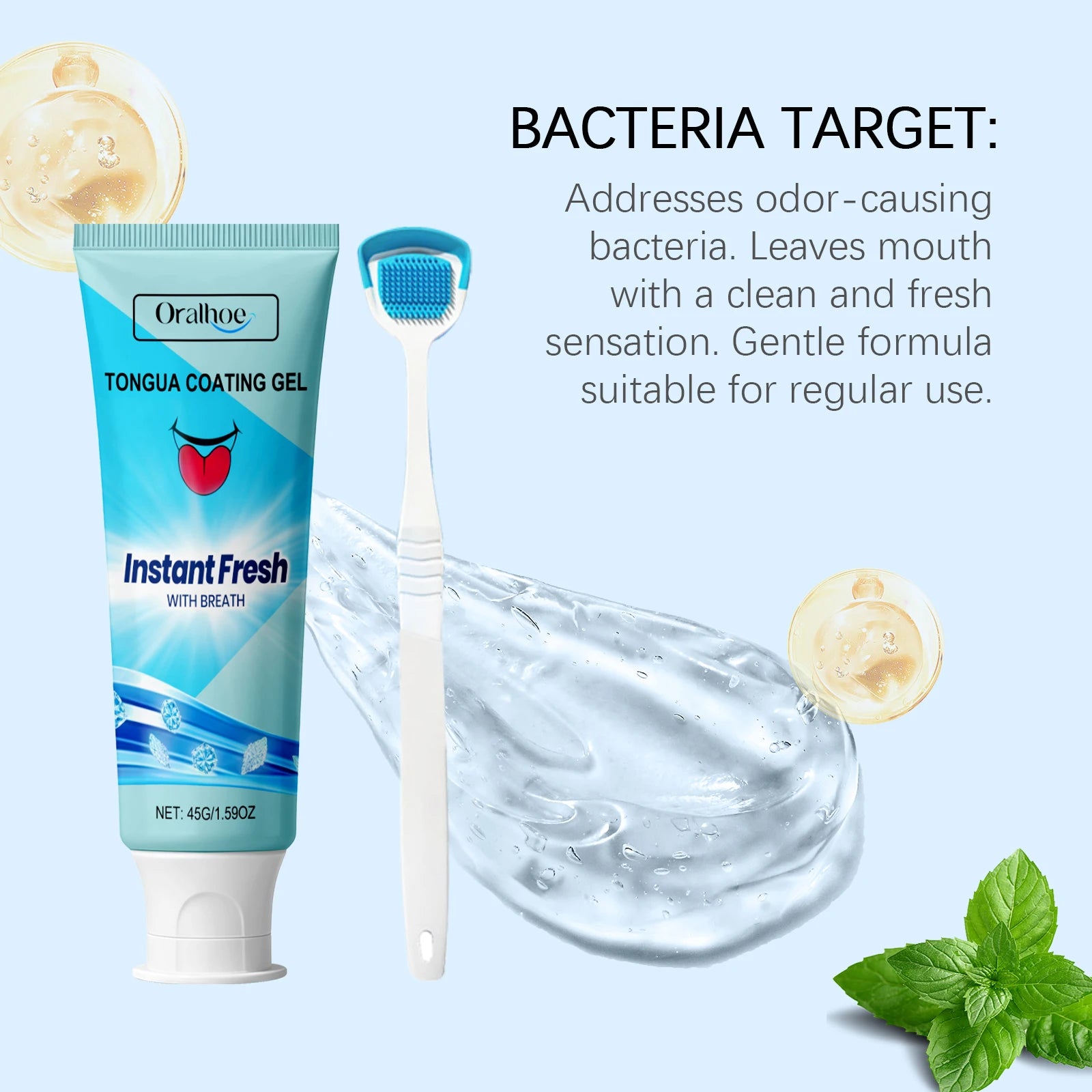 Tongue Refreshing Care Gel Deep Clean Tongue Coating Remove Oral Odor Long Lasting Fresh Breath Daily Oral Hygiene Gel